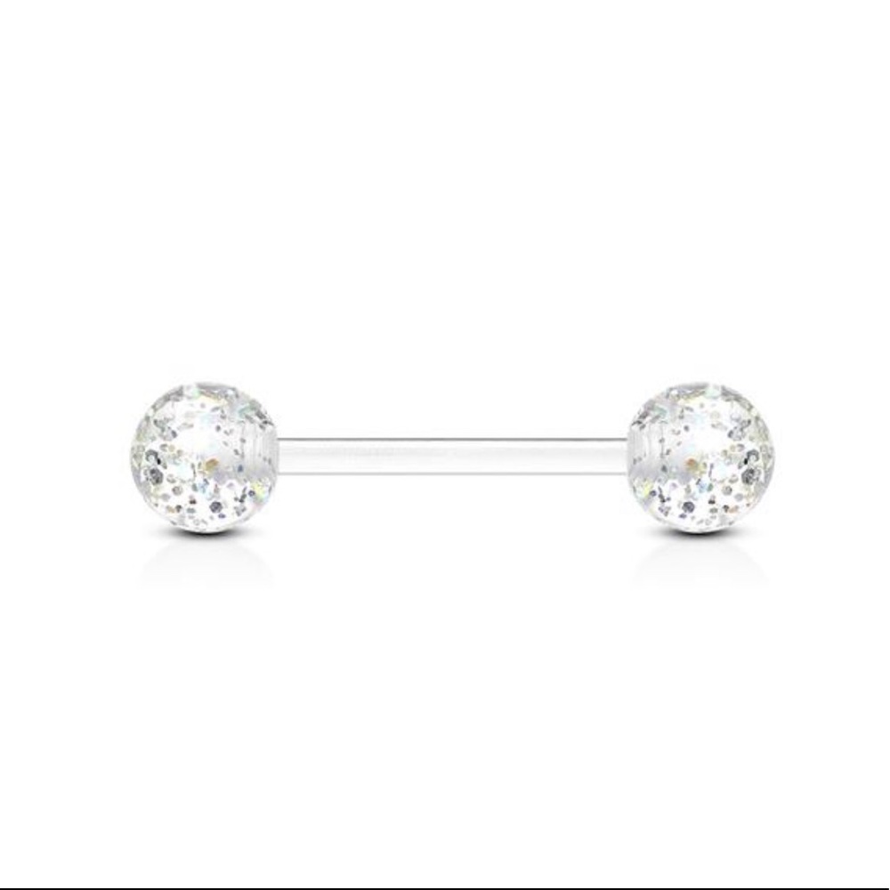 CLEAR GLITTER NIPPLE RING